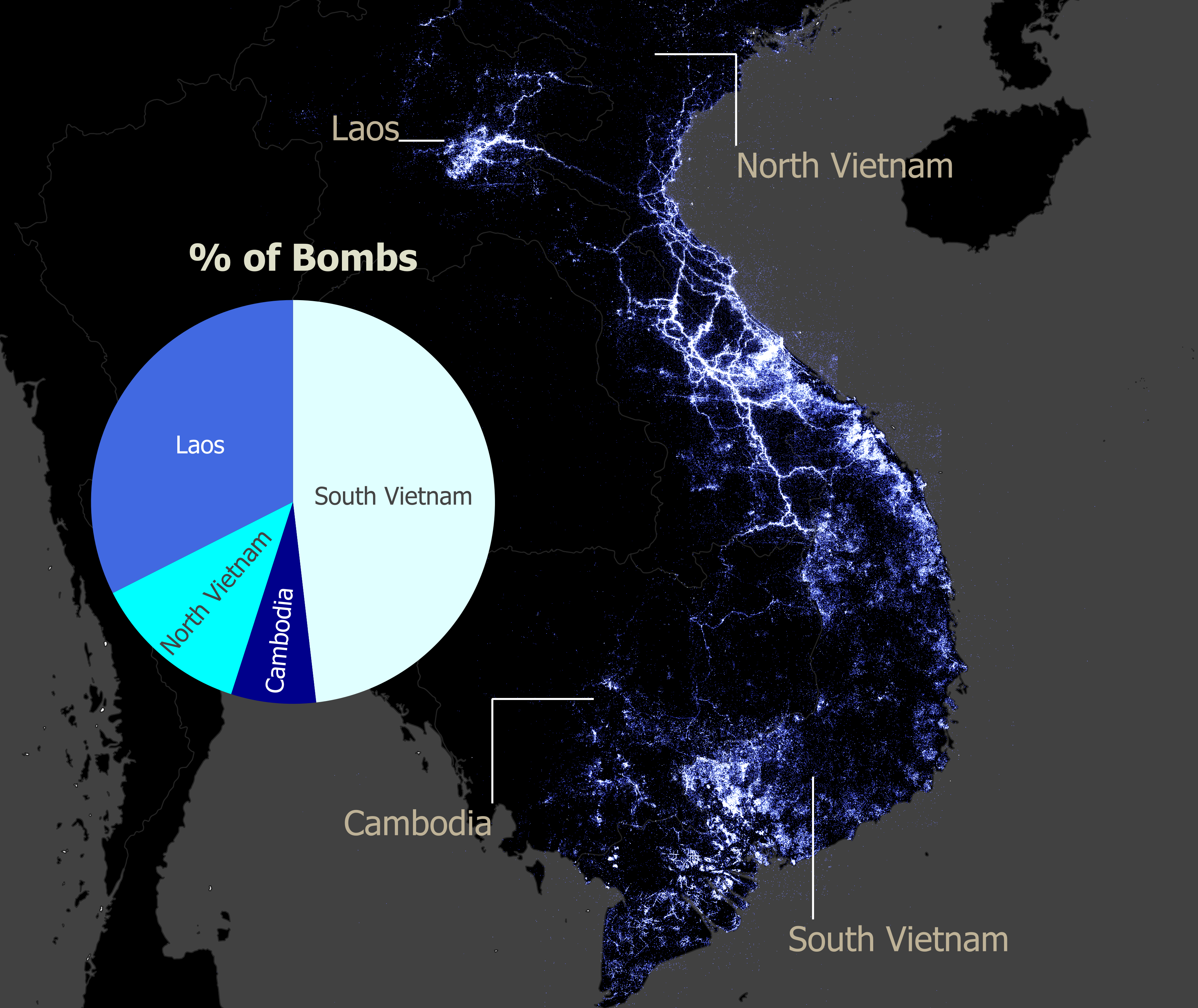Map of Vietnam bombed